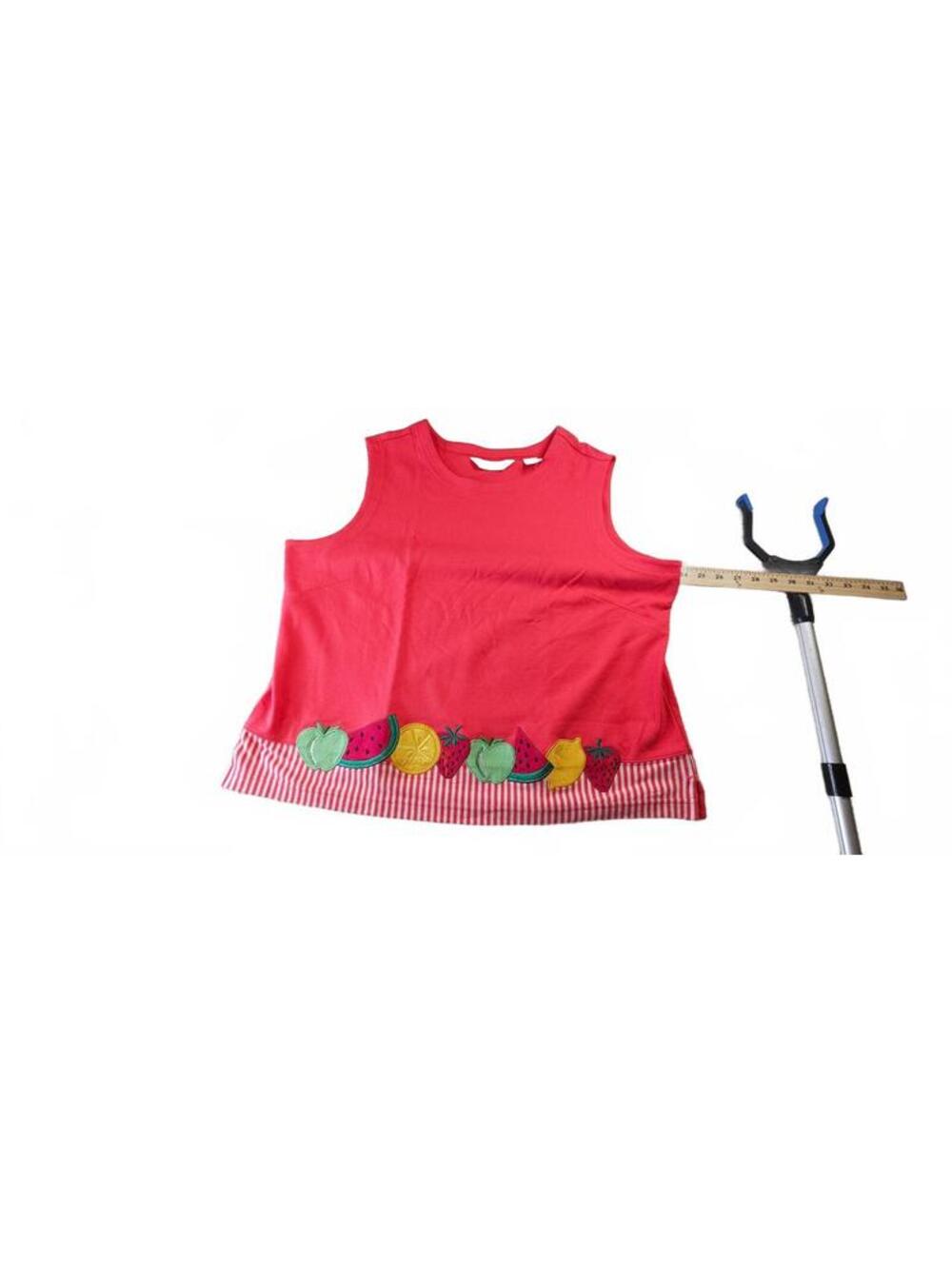 Bechamel Women's Sleeveless Coral Tank Top with Striped Hem Embroidered XL